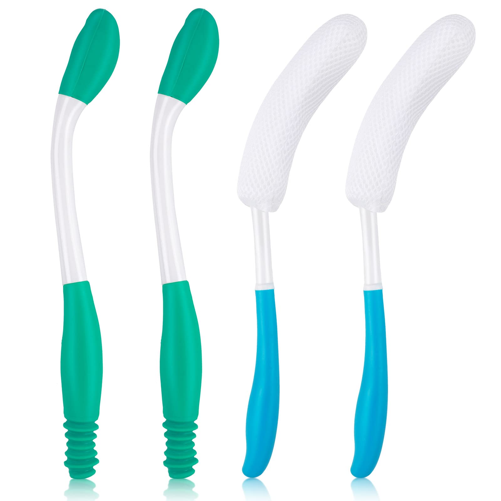 Lallisa 4 Pcs Extended Reach Comfort Kit Include 2 Long Reach Comfort Wipe 2 Curve Anti Slip Handled Bath Body Brush Toilet Aids for Wiping for Seniors Elderly Pregnant Bathroom Aid Shower