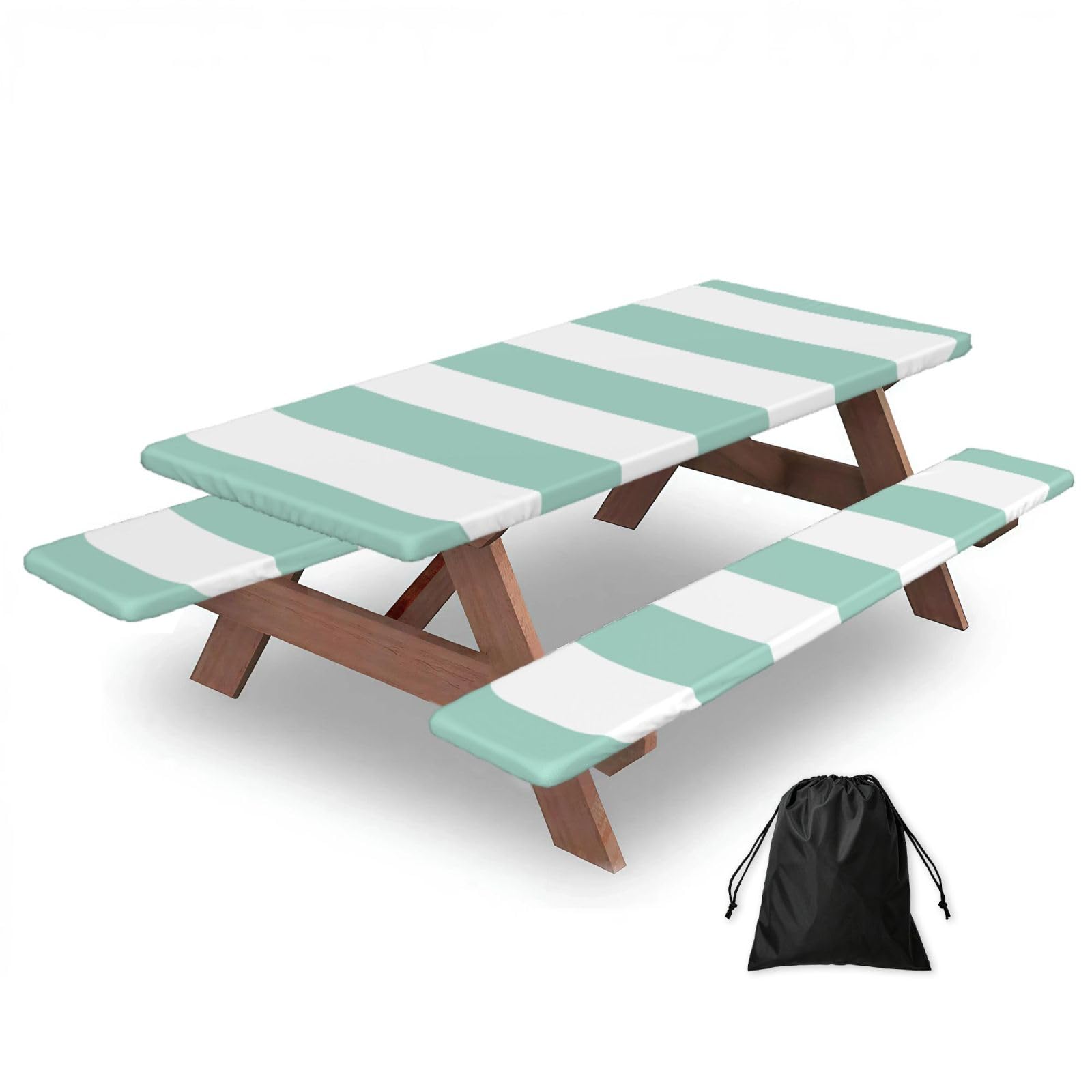 Nappe de pique nique anti vent elastique pour table et bancs de camping Mexpekil