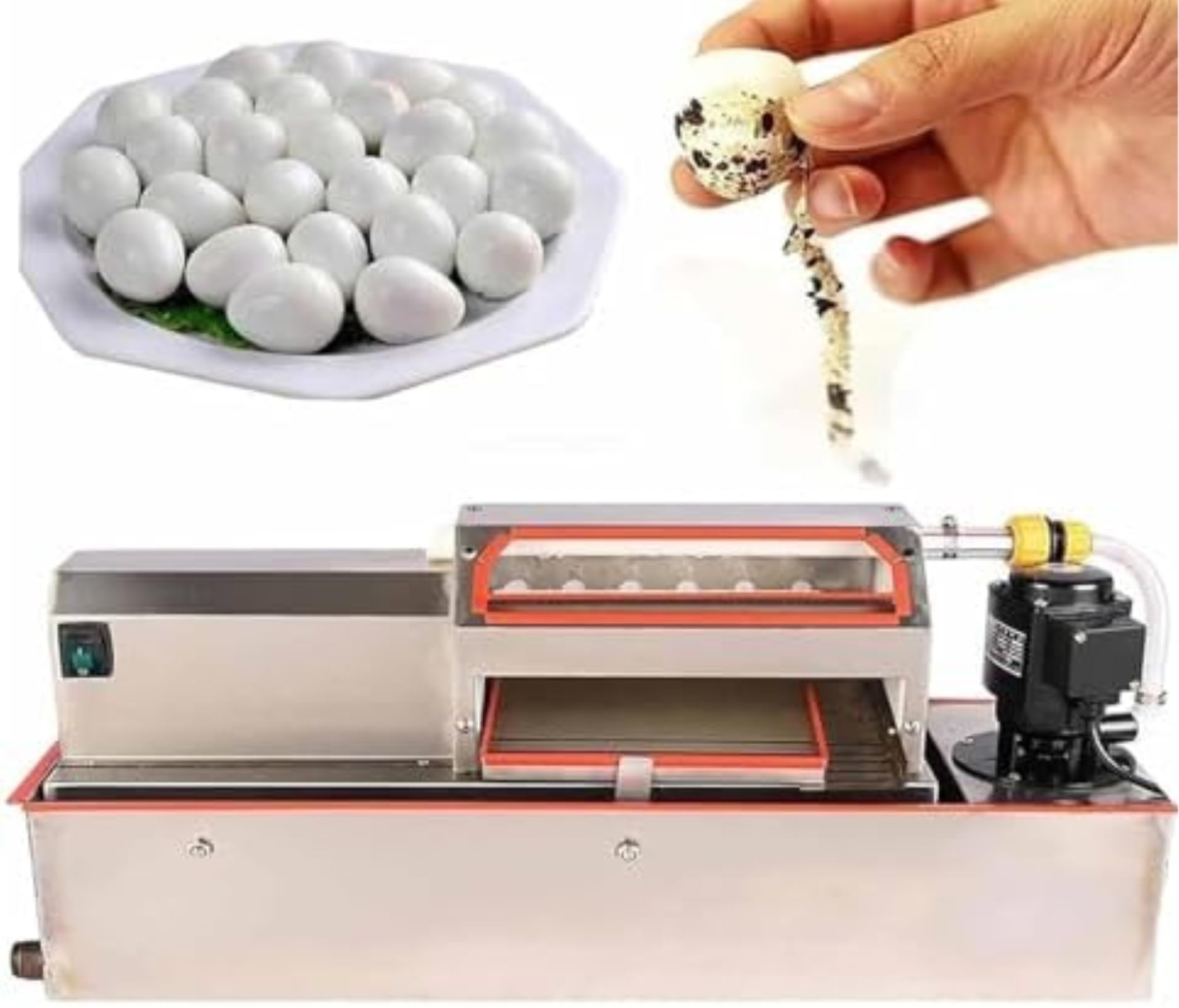 FHRKA Electric Quail Egg Peeler Machine Quail Egg Sheller with Water Circulation Automatic Sheller for Boiled Small Eggs, Household Kitchen Tool