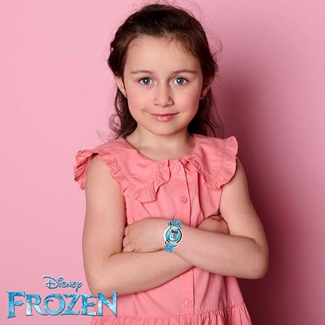 Disney Frozen 2 Elsa & Anna Kids Digital Watch with Glitter Strap and Stone Charm, Interactive LED Light Show, Soft Glitter Strap, Perfect for Young Frozen Fans, Easy-to-Read LCD Display, Official Licensed Disney Product