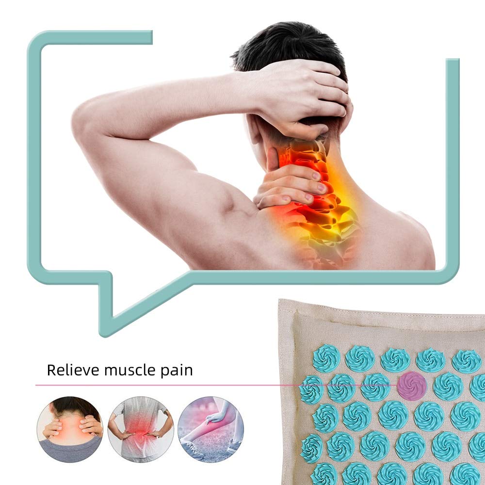 NX Tapis d'acupression, tapis de massage, coussin d'acupuncture pour soulager les douleurs du dos, du cou et de la sciatique, relaxer les muscles en coton rose