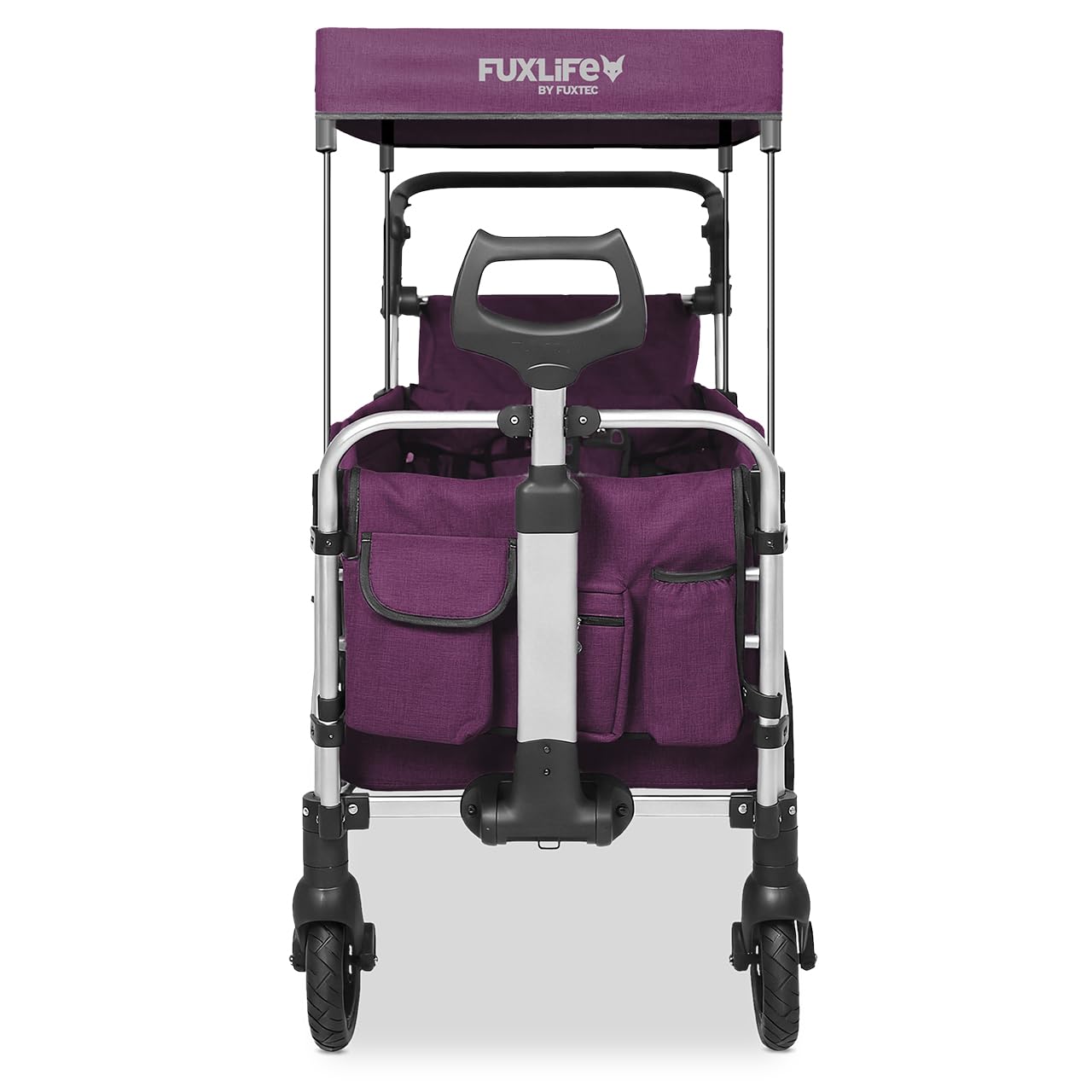 FUXLIFE Wózek Skladany FX-CTL950 Fioletowy z Daszkiem i Pasami | Daszek przeciwsłoneczny ochronny • Miękkie wyściełane wnętrze • Pasy bezpieczeństwa 5 punktów • Torba termiczna piknik