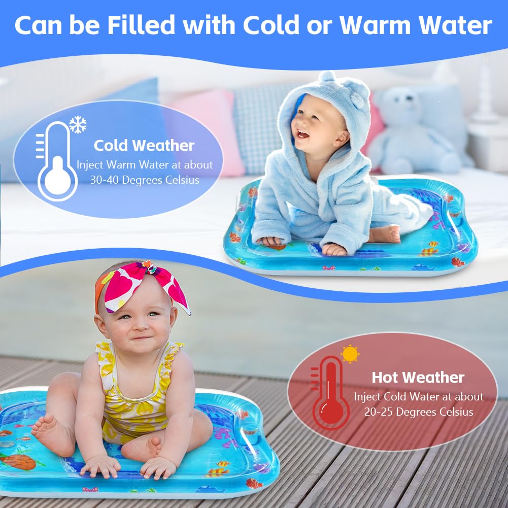 Tapis d'eau pour bébé 66x50cm Tummy Time Gonflable Nourrissons Filles Garçons 3-9 Mois Nouveau-né
