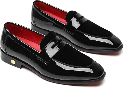 Erphpre Paul Mens Loafers Patent Leather American Dress Wedding Party Shoes