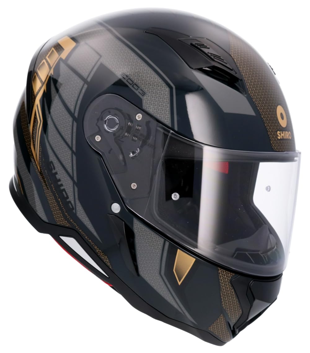 Shiro Helmets Casco Hunter Edge Negro y Dorado Totalmente Homologado (XL 61/62)