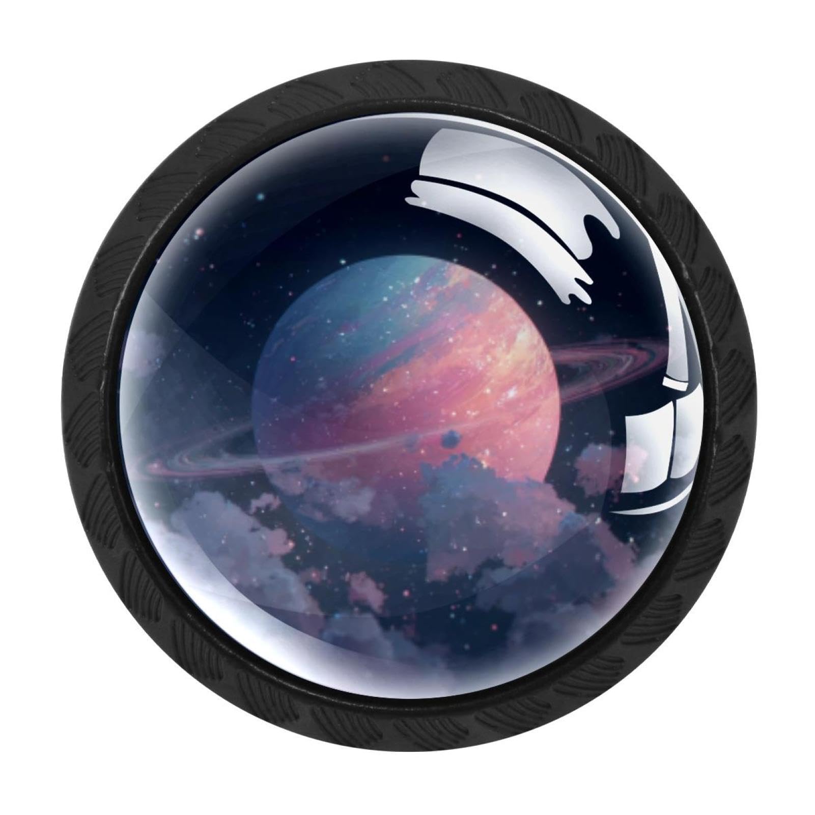 CHENZZZZ Galaxy Planet (2) Colorful Drawer Pulls 4 Pcs Handle Glass Door Cabinet Knobs Home Office Kitchen Wardrobe Cupboard Hardware for Dresser Drawers
