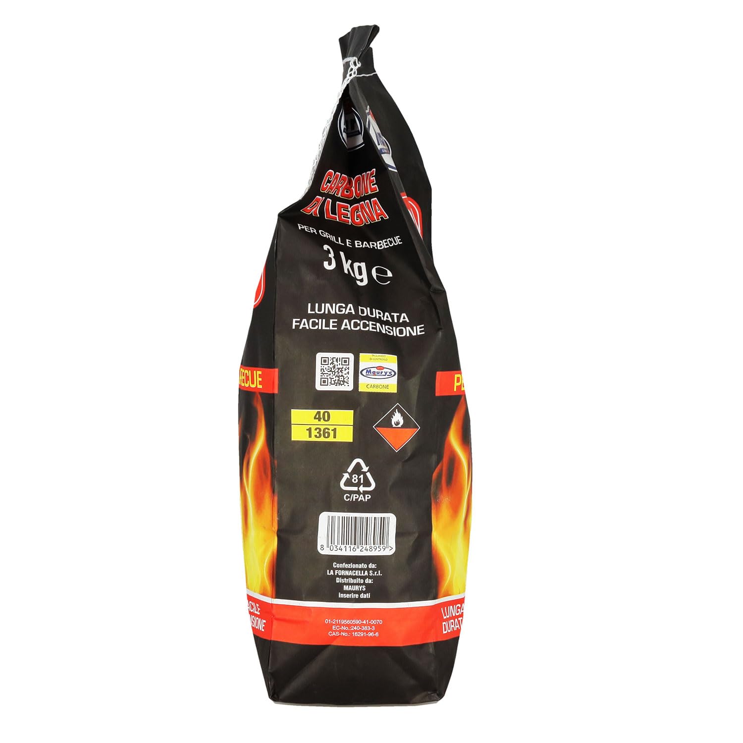 Maury's Set 9 Confezioni di Carbone in Legno Naturale da 3 Kg l'uno Pezzi di Carbone Nero Ideale per Barbecue, Camino e Grill per una Cottura Autentica