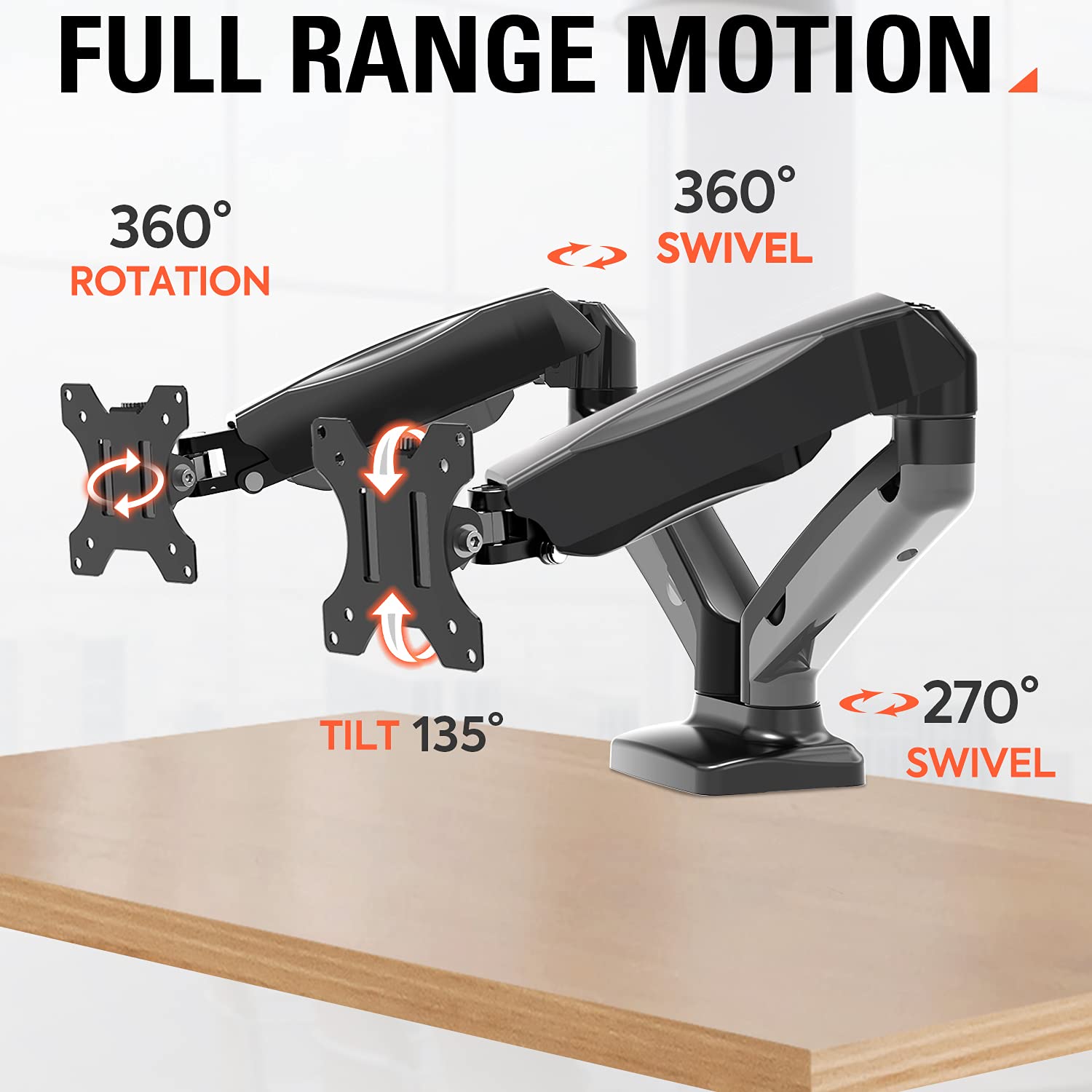 Amazon Brand Eono Dual Monitor Arm Desk Mount Adjustable Gas Spring