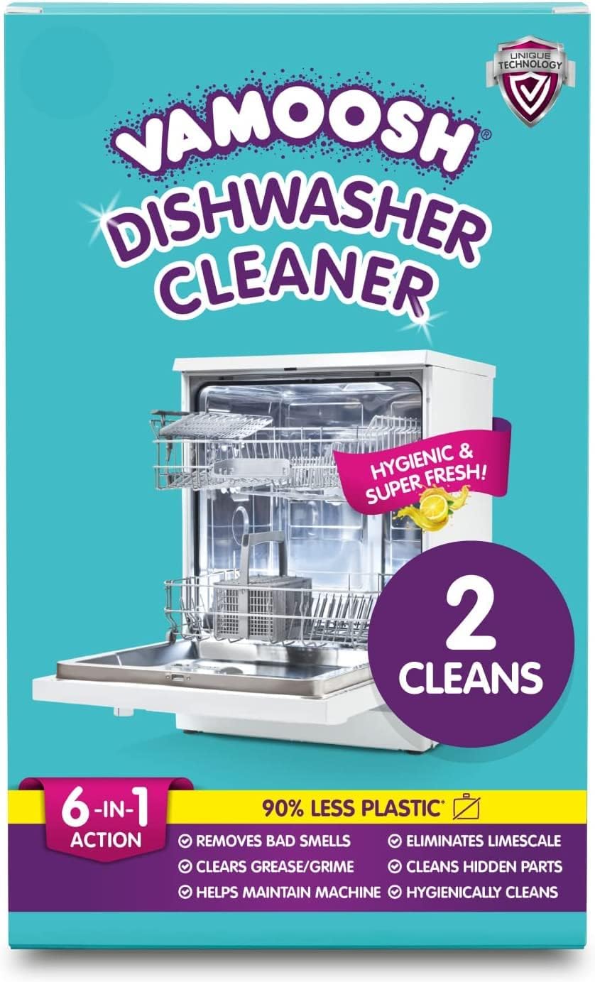 Vamoosh 6 in 1 Dishwasher Cleaner 2 x Cleans Deep Cleaner, Limescale Remover, Odour Eliminator