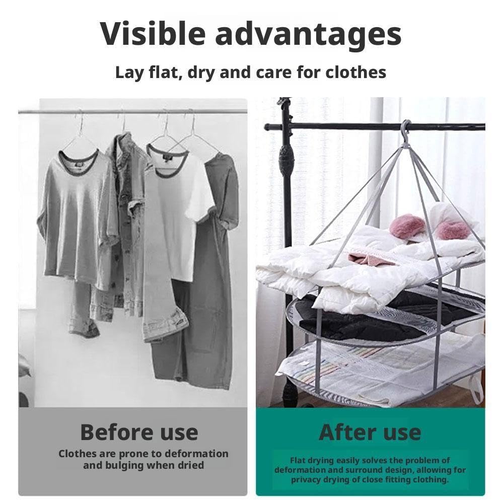 Panier à linge pliable - YSTP - 3 niveaux - Maille respirante - 76,5 x
