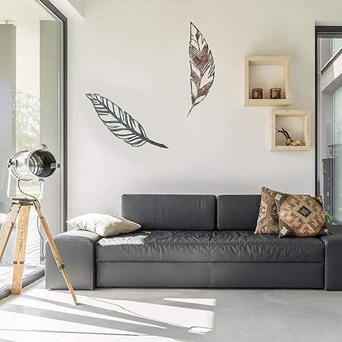 Miniatura 6 de Retrome Decoración de pared de plumas de metal, juego de 2