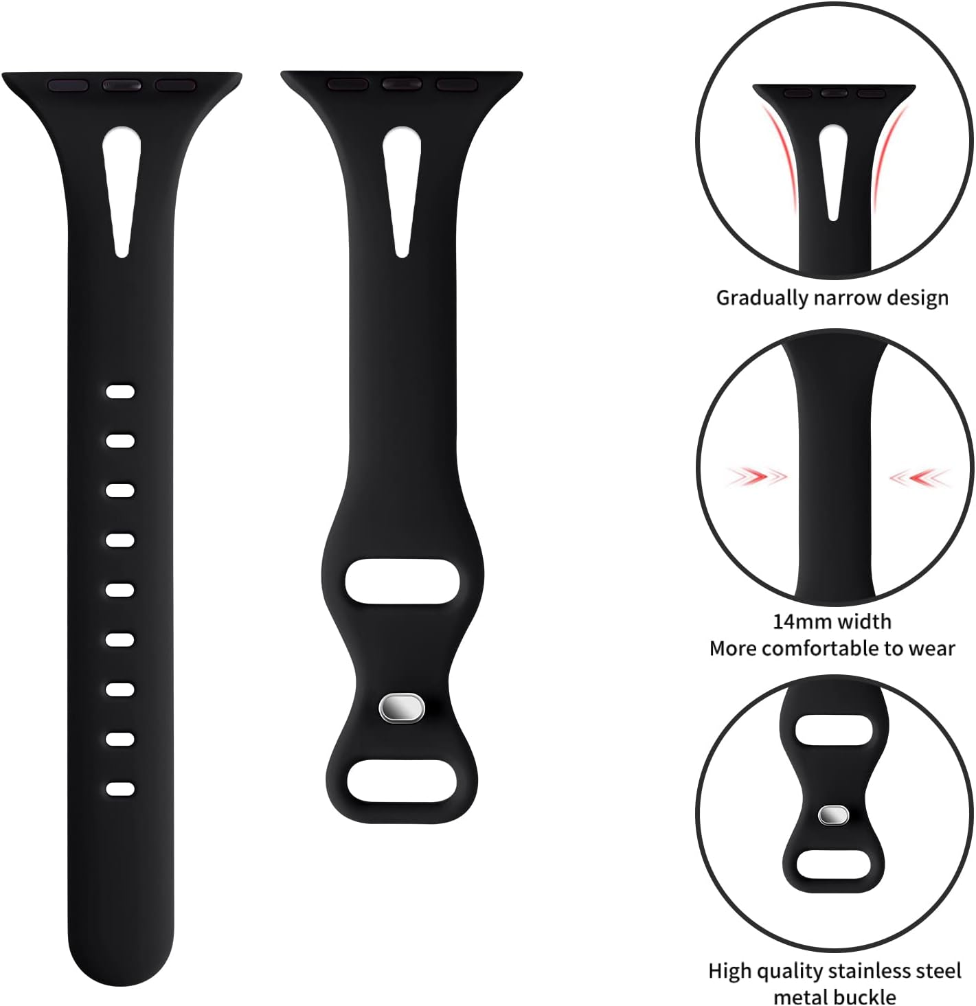 Distore 5 Pack Bands Compatible with Apple Watch 38mm 40mm 41mm 42mm 44mm 45mm, Slim Thin Narrow Replacement Water Drop Hollowed Out Silicone Sport Strap for iWatch Series SE 7/6/5/4/3/2/1 Women Men : Cell Phones & Accessories