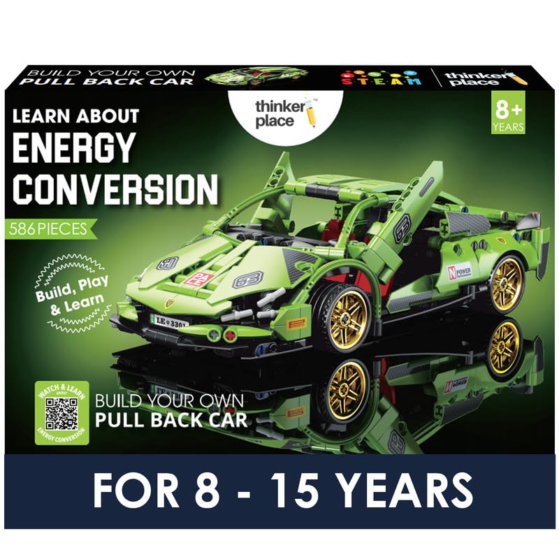Image of 1:18 DIY Blocks Pull-Back Car - Green | Buildable Construction Toy Car Kit | Friction-Powered Remote-Free Racing Vehicle for Kids | Educational STEM Toy for Boys & Girls