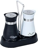 Vista 9 de Juego de salero y pimentero de acero inoxidable y vidrio con soporte (azul)