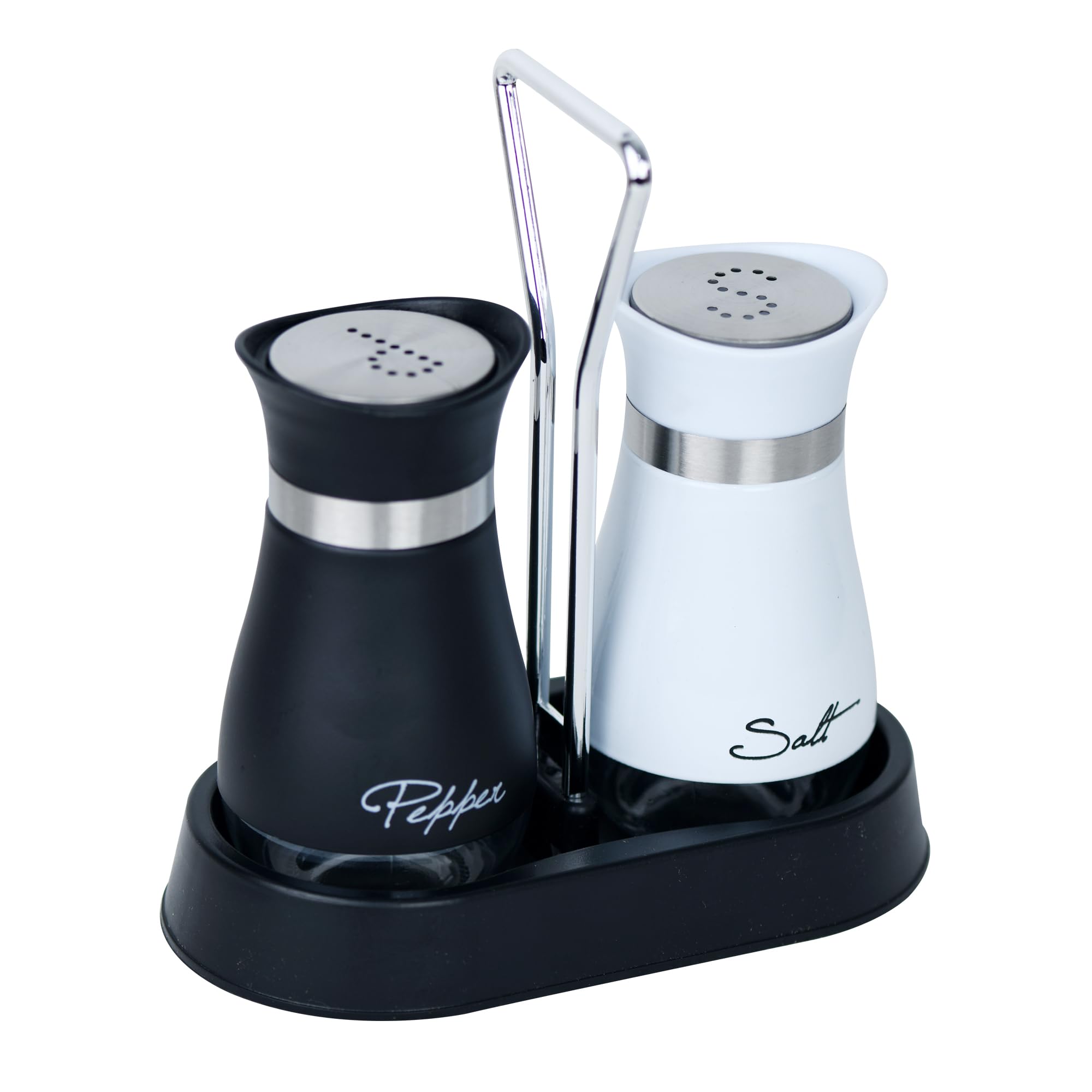Stainless Steel and Glass Salt and Pepper Shaker Set