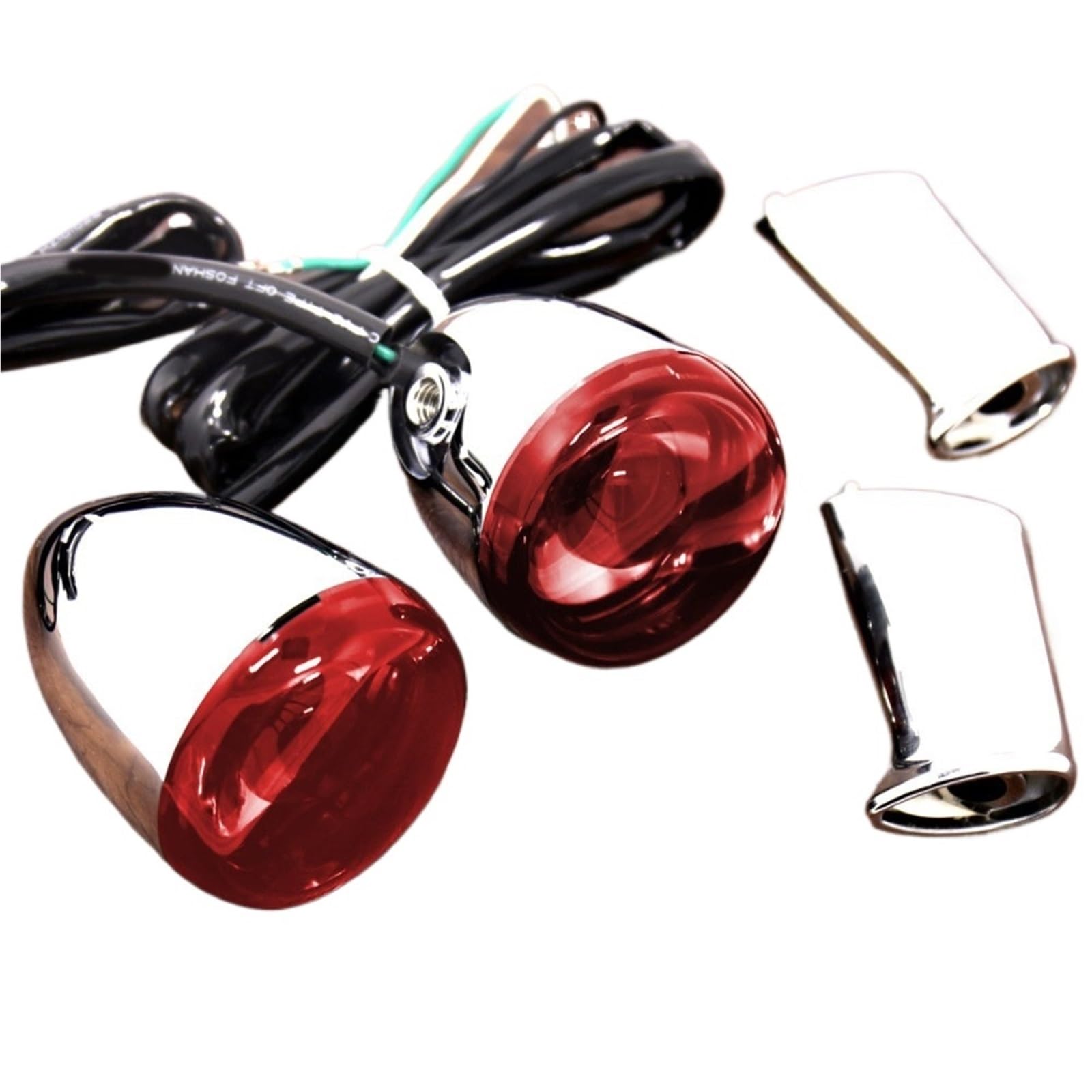 Intermitentes De Bala Cromados Traseros, Soporte Lente Roja para Harley Dyna Softail Fatboy FXDB Sportster 883 1200
