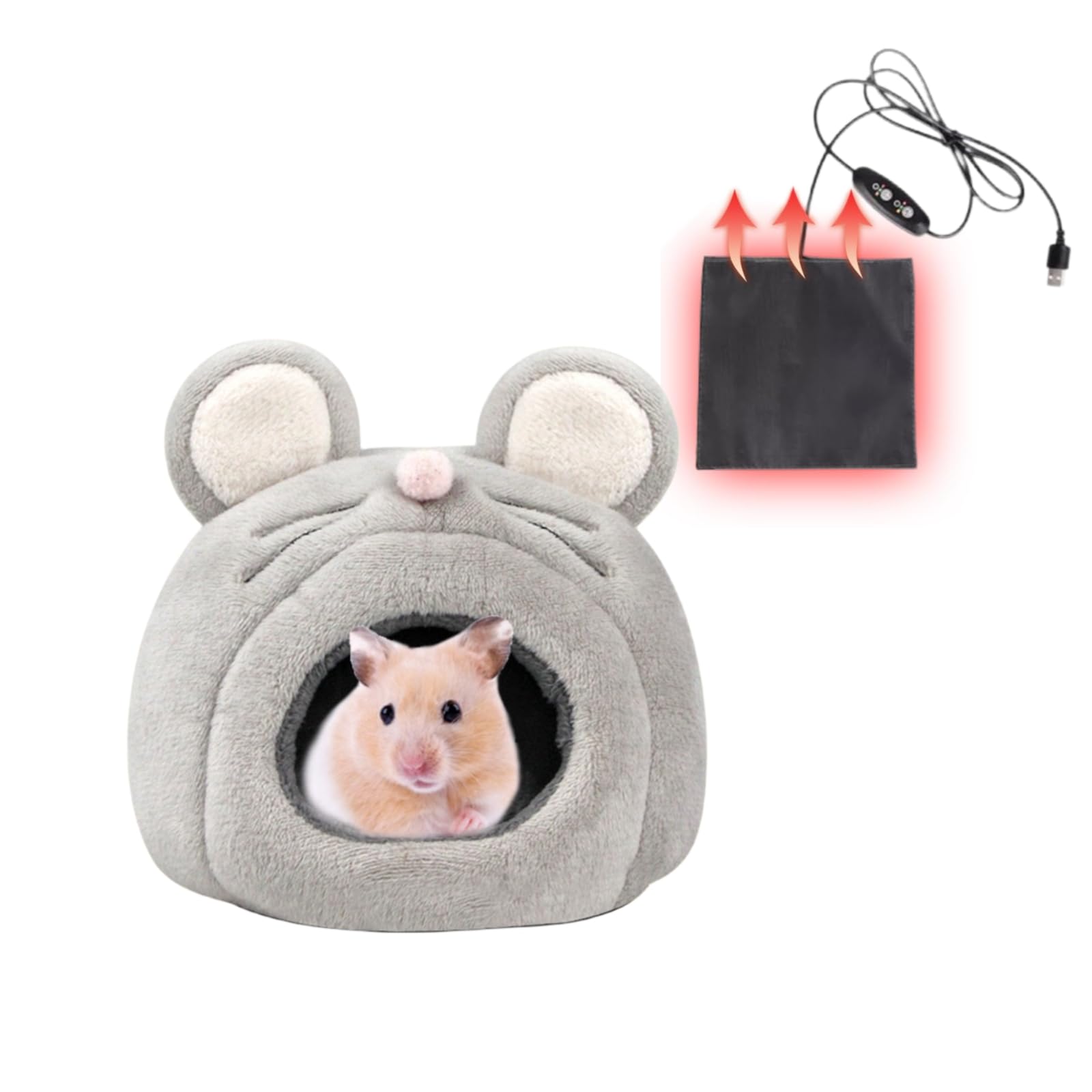 MANON ROSA Hamsterbett Mit Heizkissen – Einstellbare Temperatur, Maus- Oder Einhorn-Design, Für Kleintiere
