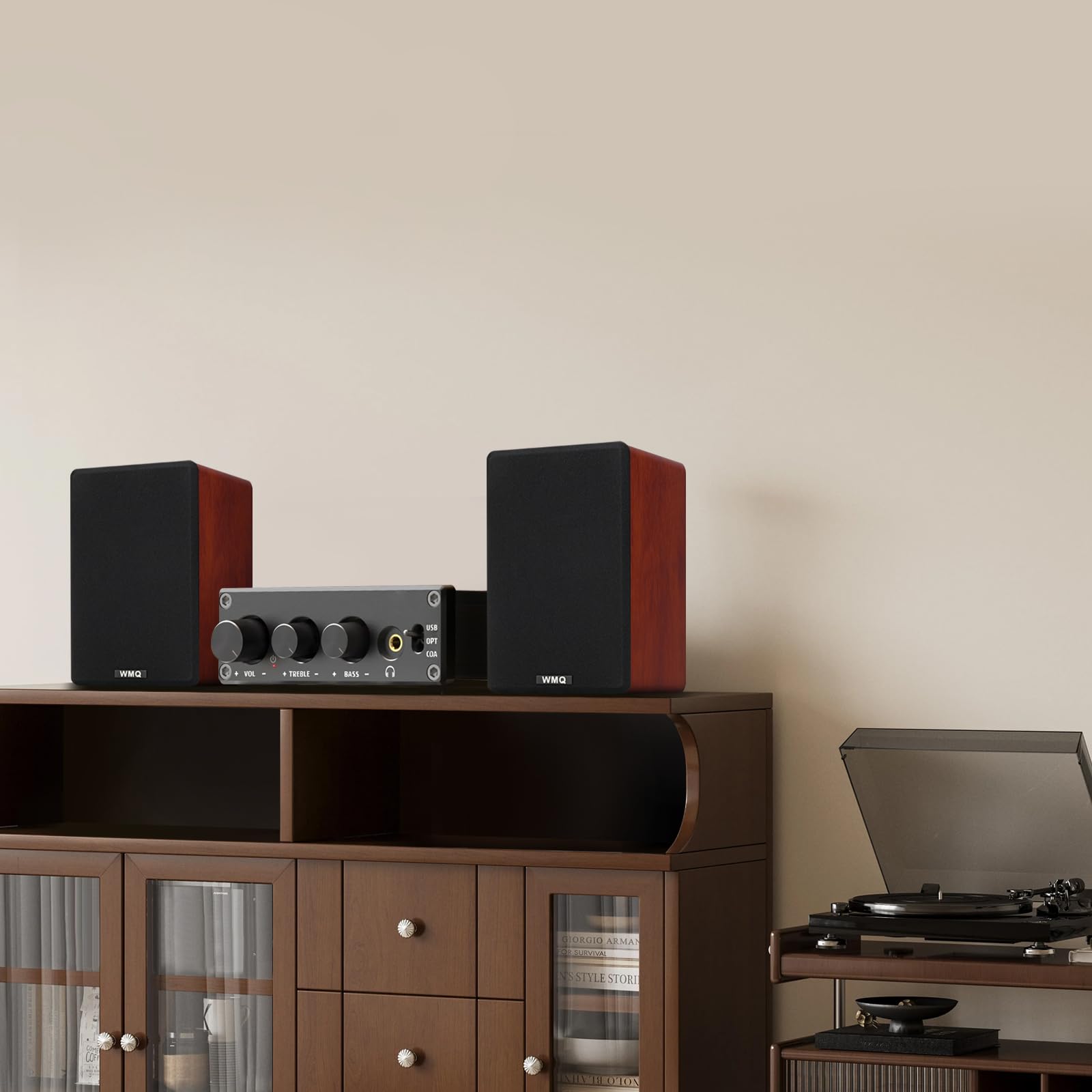 2 altoparlanti passivi da scaffale da 40 W per audio surround home theater, stereo e monitor passivo vicino al campo, a 2 vie, richiede un ricevitore o un amplificatore (marrone, coppia)