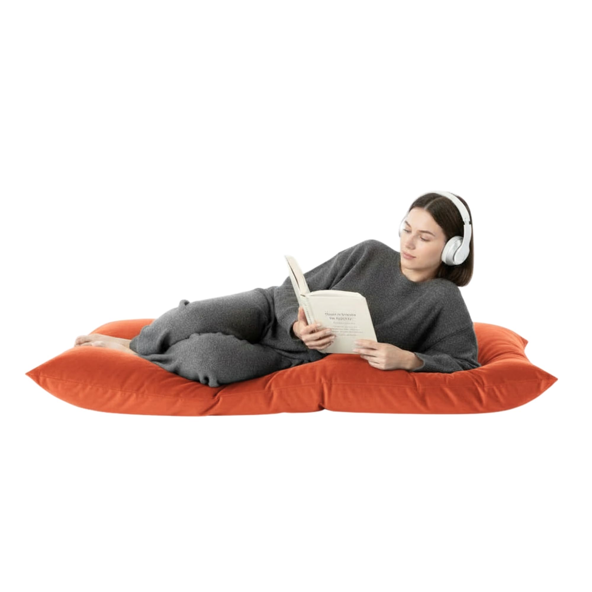 Kosiproducts Beanbag Floor Cushions Pillow Plush Velvet 100% Soft Polyester-Pumpkin-84x65 โ image 1