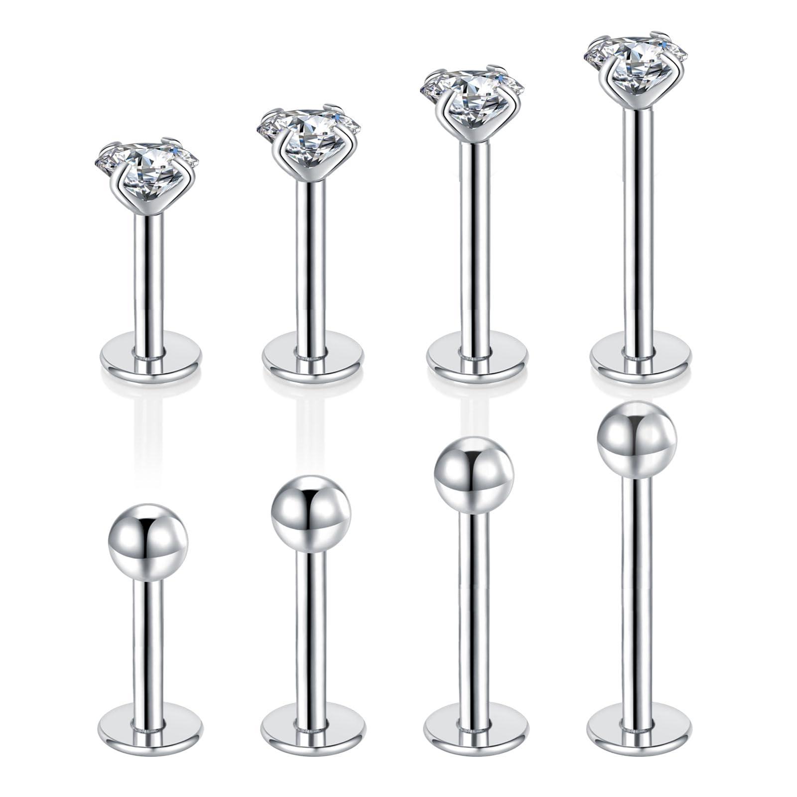 Besyvvin Lip Bars Labret Studs 16G Stainless Steel Plastic Flat Back Helix Tragus Cartilage Earring Stud 4-12MM Monroe Medusa Piercing Jewellery Silver Gold — view 13