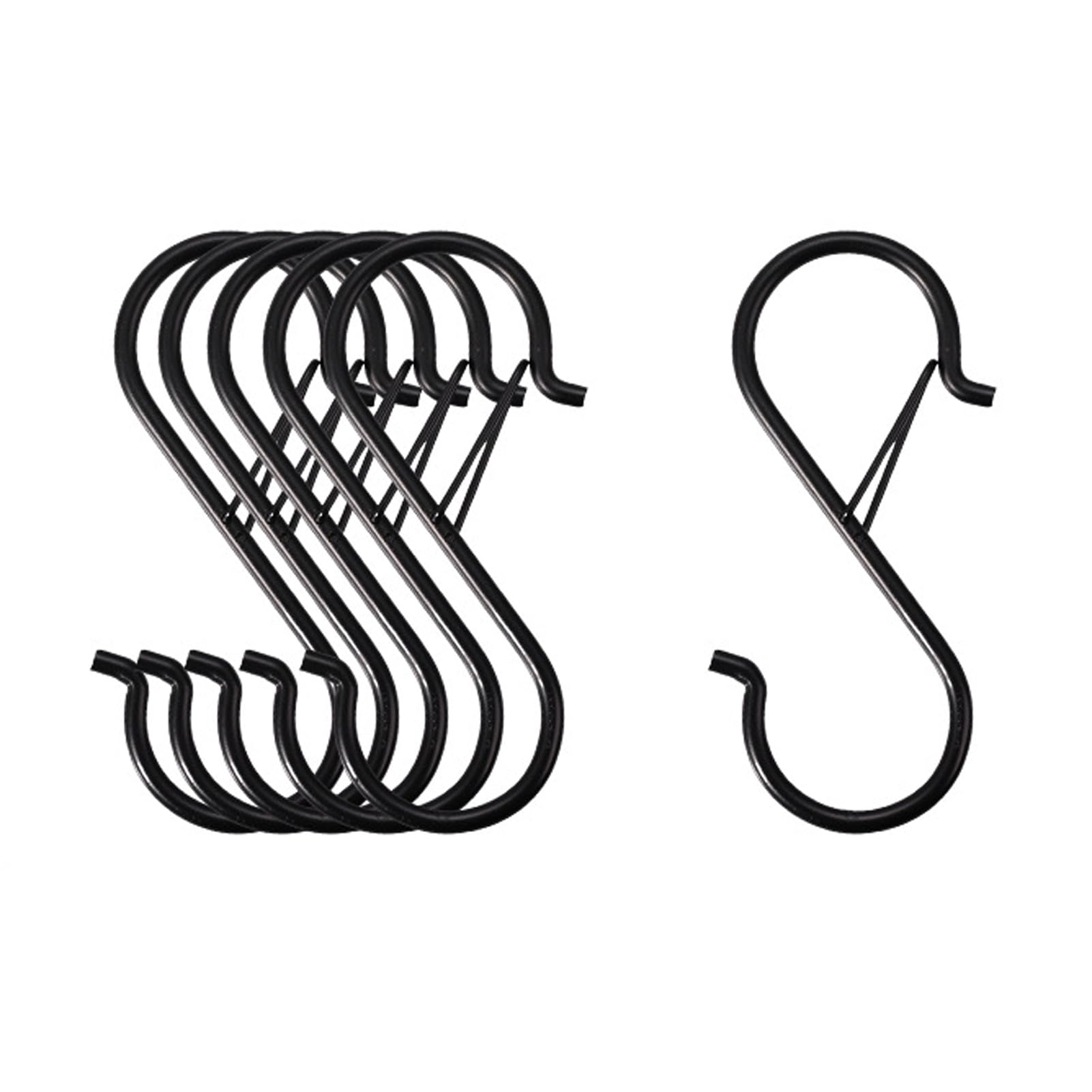 Yesmin 10 Pcs Safety Belt Buckle Design S-Shaped Hook,Used for Hanging Plants,Lights,Kitchen Utensils,Pots,Pans,Clothes,Towels-Black