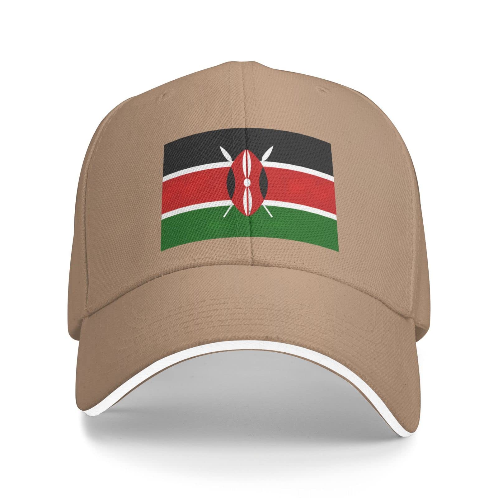 Classic Baseball Kenya Flag Caps Unisexblack Polyester Baseball Sandwich Kenya Flag Hats