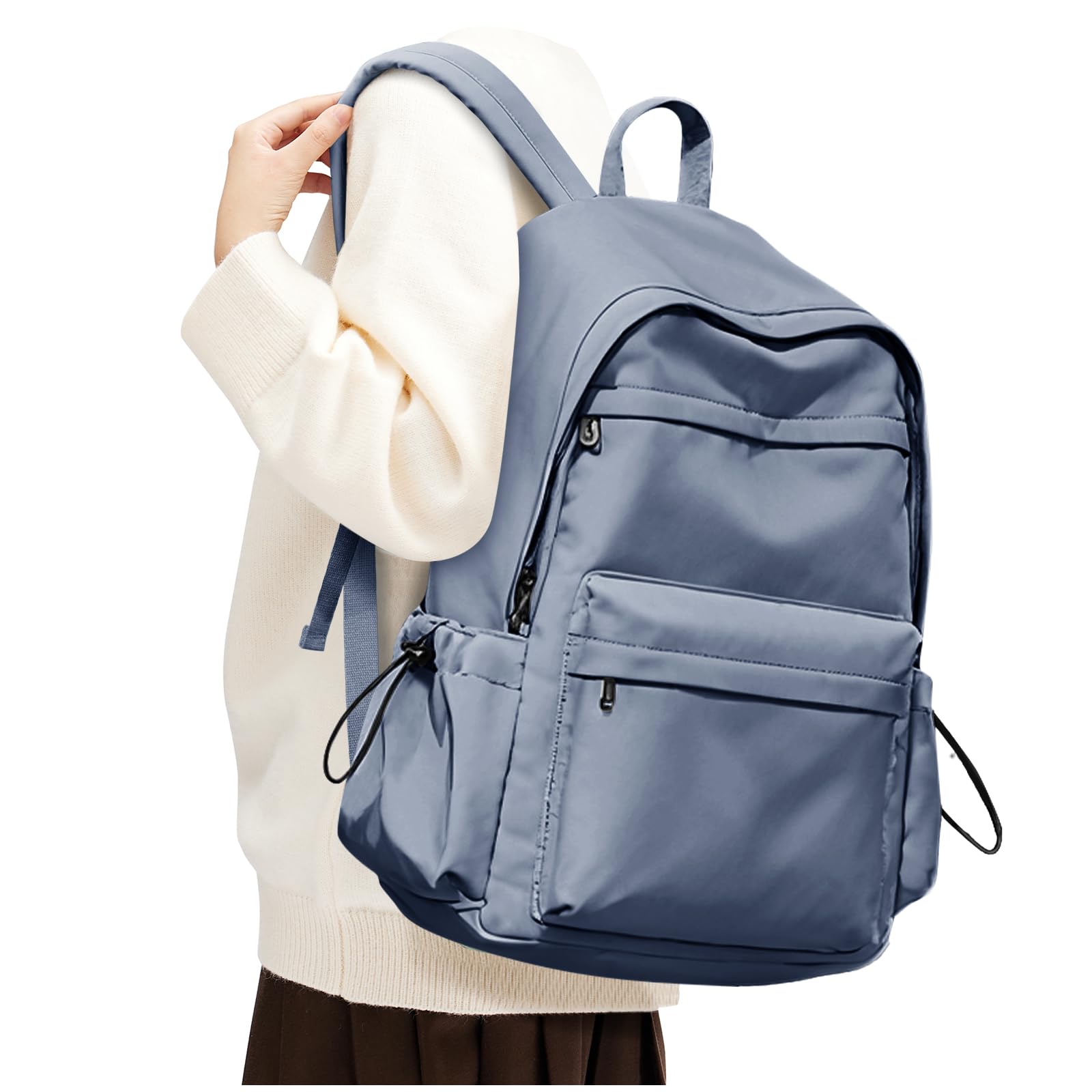 BJLFS Dark Blue Backpack for School Women Girls, Waterproof Bookbag Cute High School Backpackss for Men Teen Boys, Lightweight Travel College Backpack