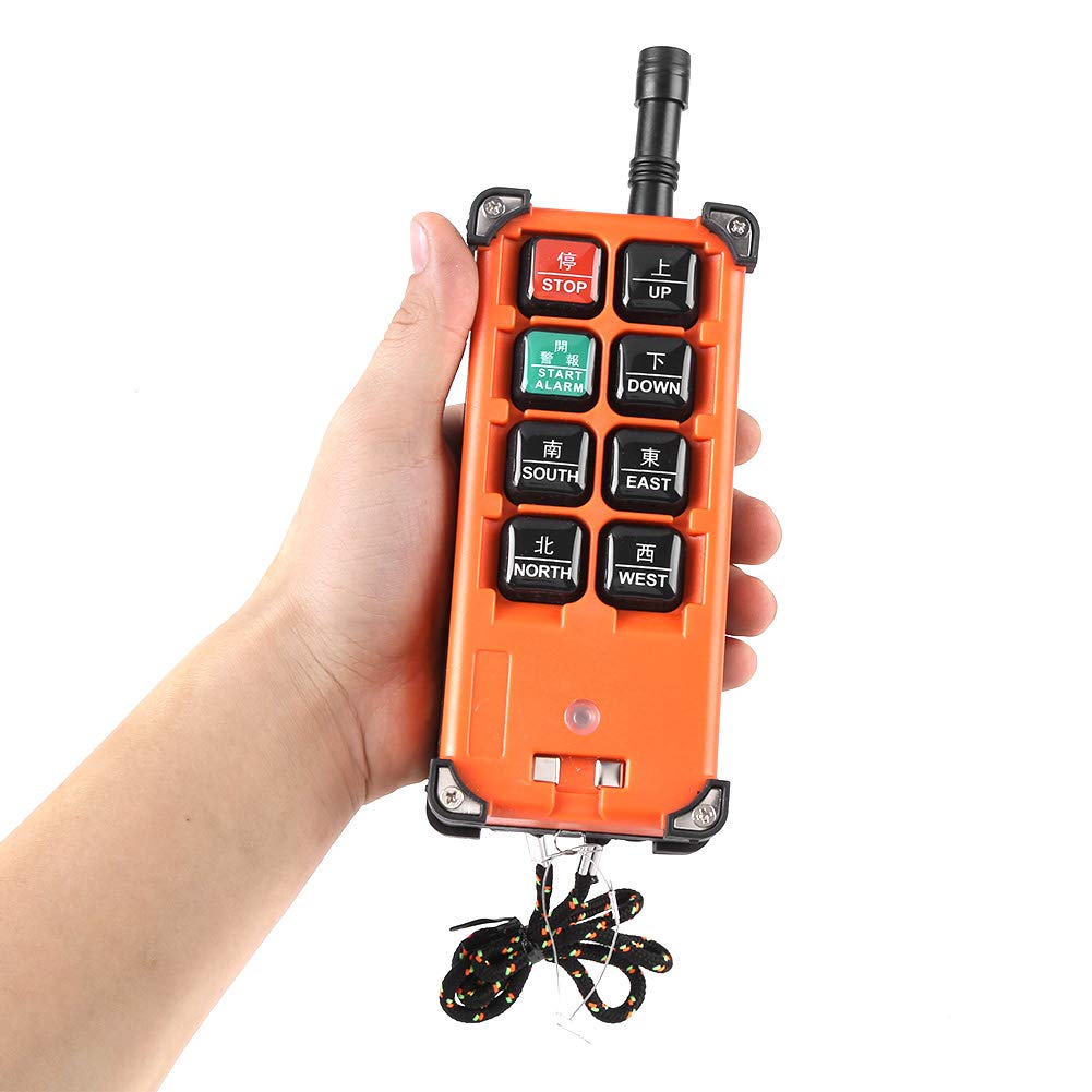 ASHATA Grúa inalámbrica Control Remoto, 8 Botones 24V DC Control Remoto Transmisor + Receptor para Elevación Industrial Canal Polipasto Controlador Eléctrico Interruptor, IP65 Resistente al Agua