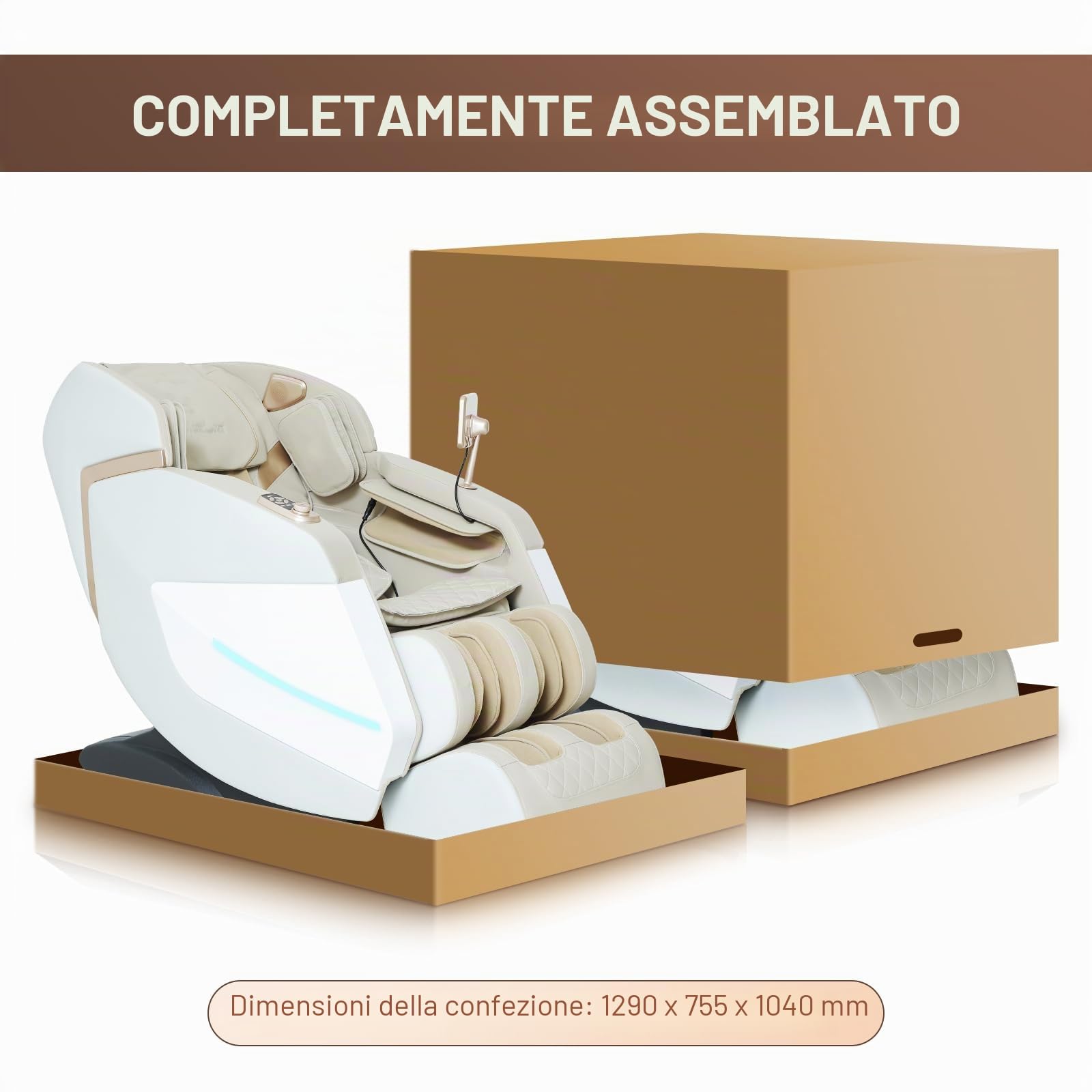 Nuova Poltrona Massaggiante 2025 Mano Robotica a 3D Su SL Track，Shiatus Full Body，Air Bag e Terapia di Calore, AI Comando Vocale Zero Gravity ，Bluetooth Casse Audio (Beige)