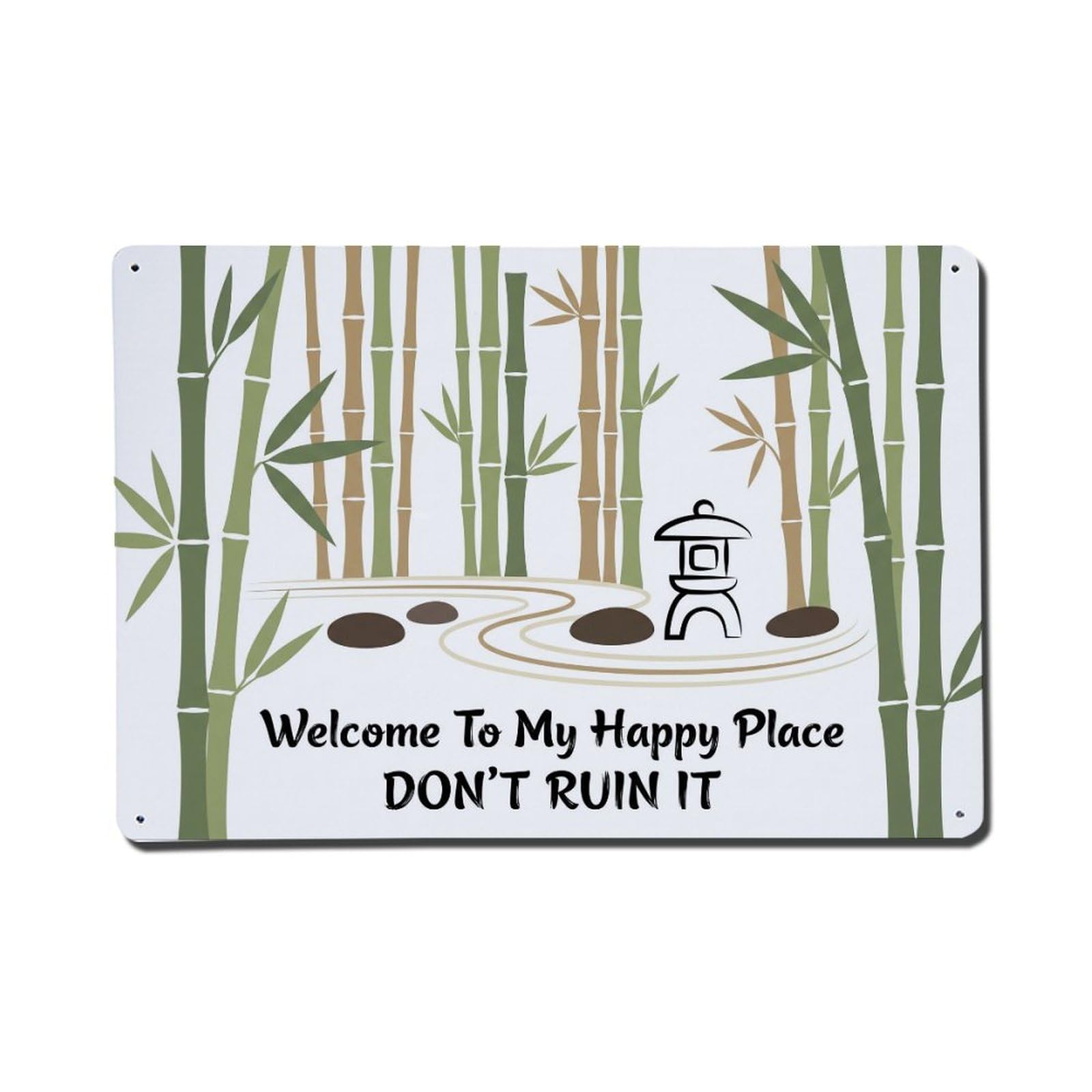 Bamboo Zen Garden Humor Metal Tin Sign Plaque Wall Decor for Cafe, Club Bar, Office, Home Garden Metal Poster 8x12Inch