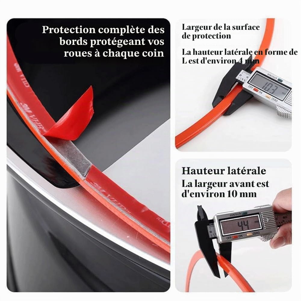 Protection de Jante métallique (15-22 Pouces), Anneau de Protection en Alliage d'aluminium, Protection renforcée et Installation Facile, pour Jantes de Voiture,18inch,Red