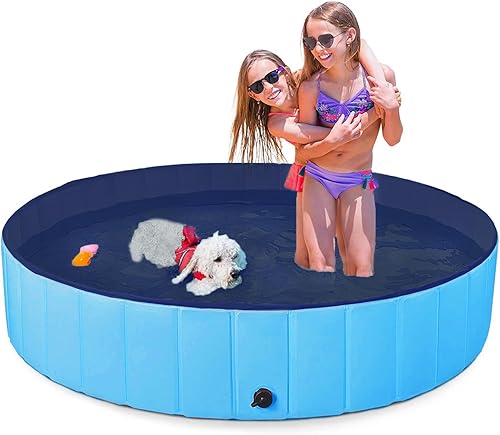 Piscina plegable para mascotas, piscina grande para perros, piscina para mascotas, piscina antideslizante de PVC para todo tipo de mascotas, 48 a 12