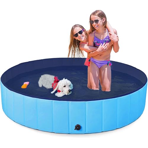 Dog Pool Foldable pet Pool Large Dog Swimming Pool pet Swimming Pool PVC Non-Slip Pool for All Kinds of pets48-12in