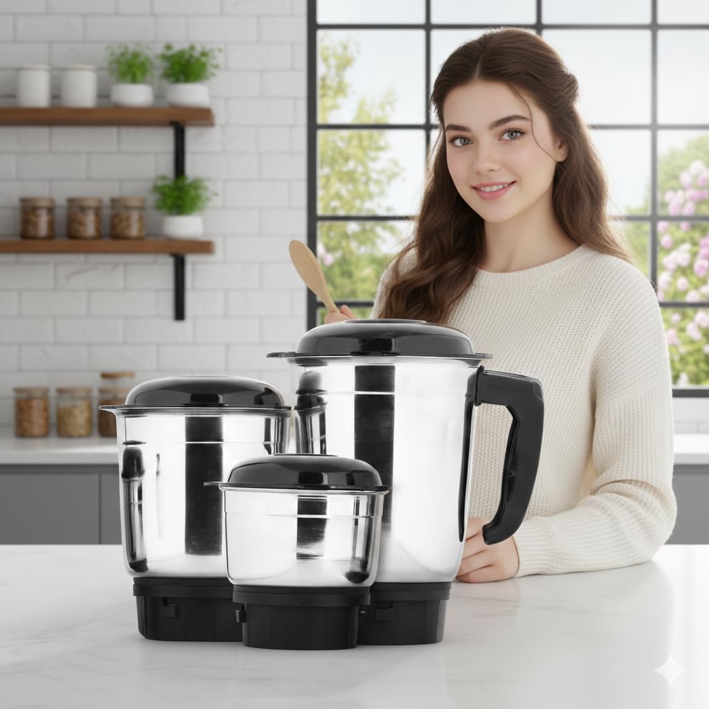 Bullet Mixer Grinder Jar Set of 2 Jar (600ml & 300ml) | BPA-Free Heavy-Duty Replacement Bullet Jars | Leakproof | Compatible with 4 teeth coupler and 2 lock systems (Black) — Amazon image 9