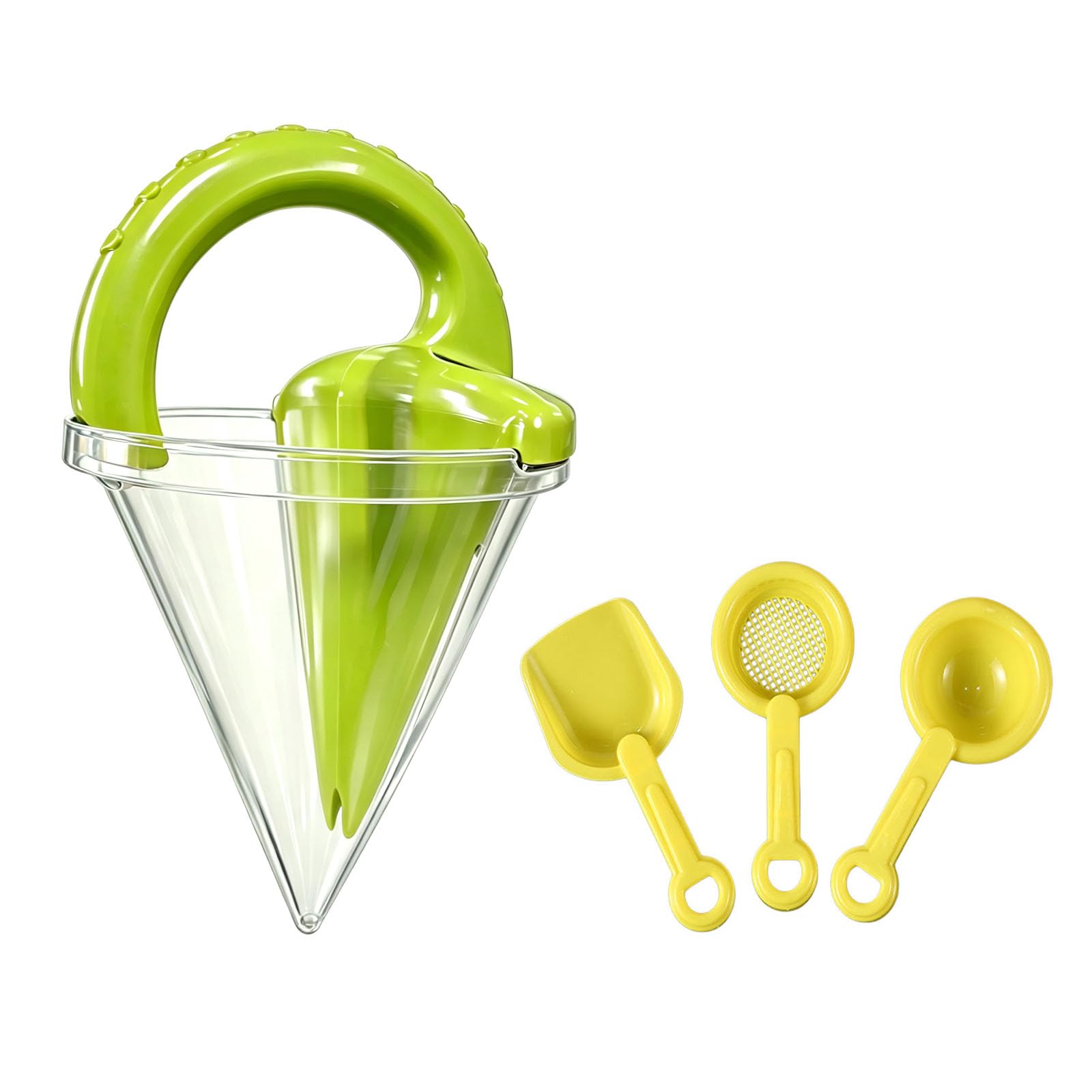 vrfvsdasAAS Beach toys, Sand and Water Mixing Funnel, Beach Toy for Castles Building, ABS Outdoor Play Tool(Green and 3 Beach Spoons)