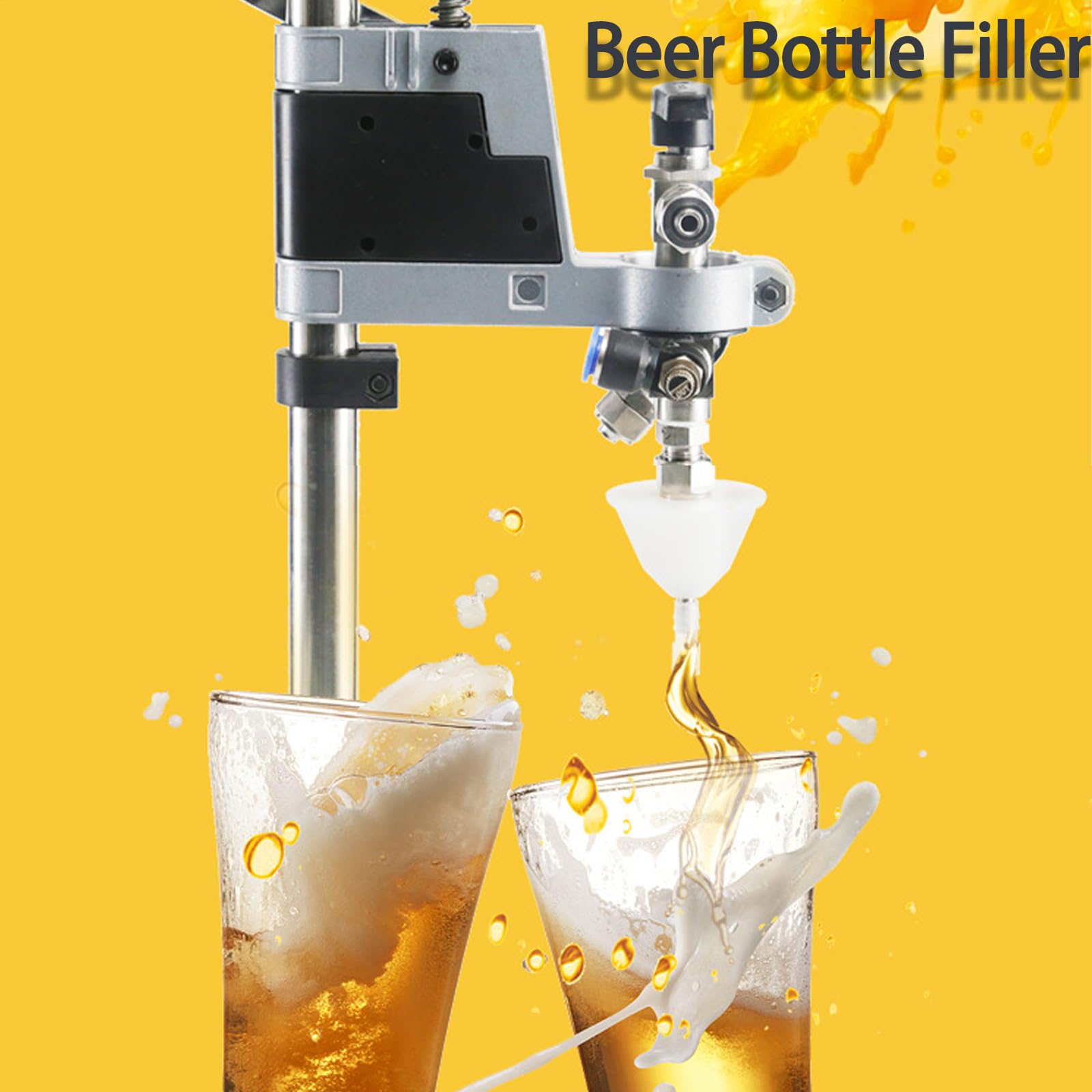 Llenadora de botellas a contrapresión, llenadora manual de botellas a presión con válvula de escape, boca de llenado de botellas de 10-50 mm, máquina de llenado de acero inoxidable, herramienta de l