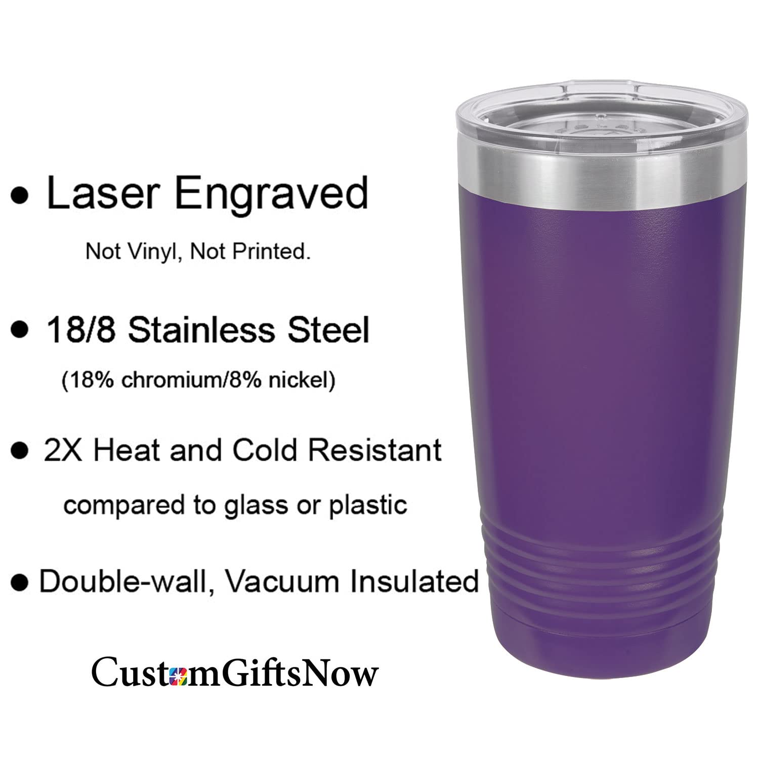 Stethoscope Nurse Personalized Add Your Custom Text Insulated Tumbler 20 Oz Travel Coffee Mug Customizable (Purple)