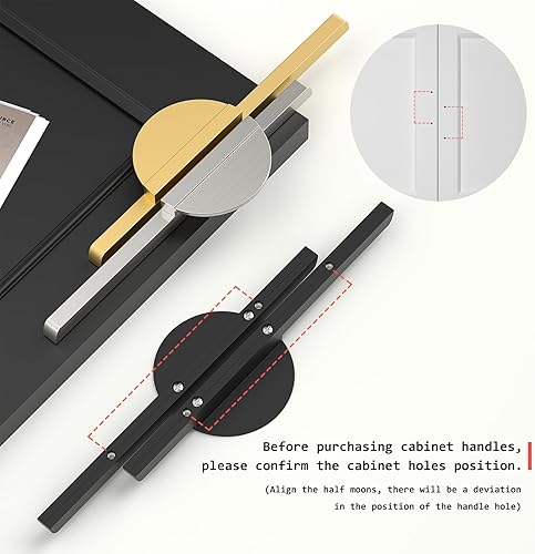 Miniatura 5 de homdiy Paquete de 2 tiradores de gabinete de media luna dorados, manijas de gabinete de cocina semicírculo, tiradores de gabinete de latón cepillado