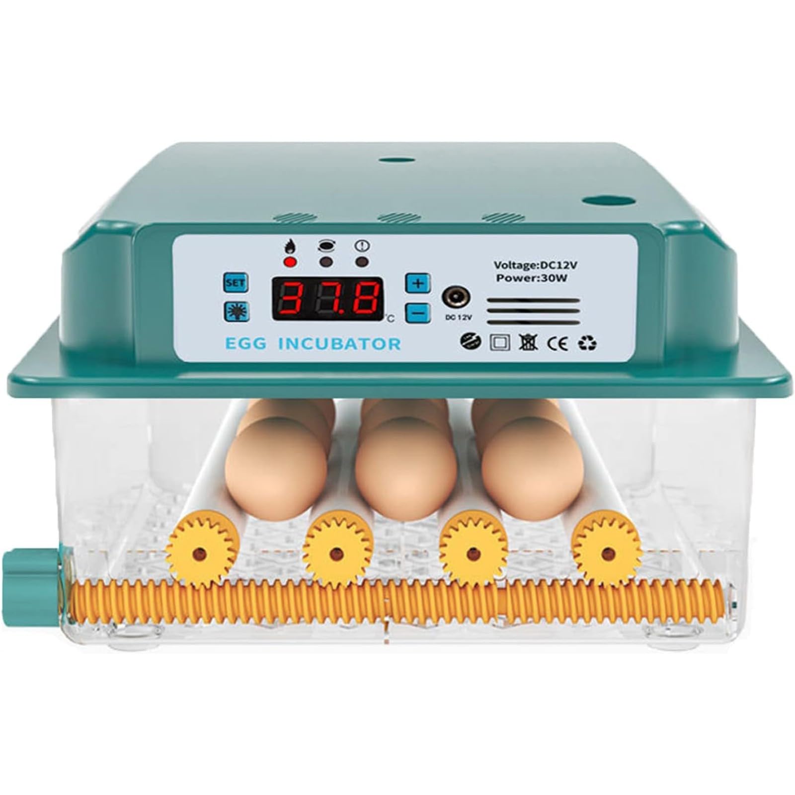 Incubadora Huevos, Incubadora AutomáTica Doble EléCtrica con Pantalla Led Digital Control AutomáTico Temperatura Y RotacióN, Incubadora Laboratorio DoméStica PequeñA para(9 Eggs)