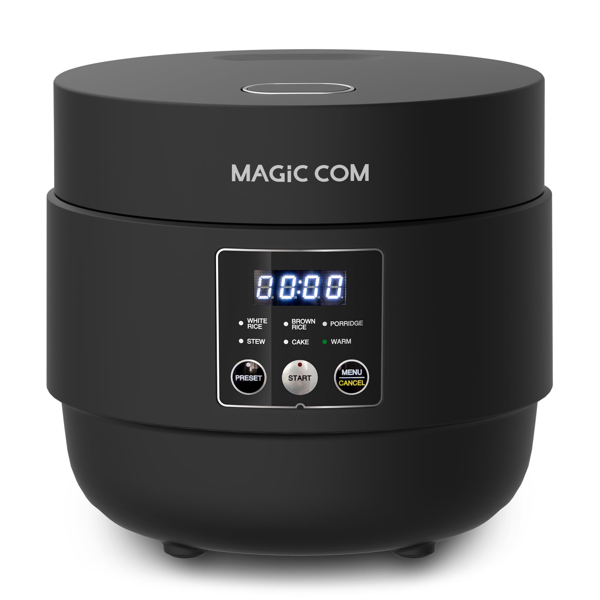 MAGiC COM Rice Cooker 4 Cup(Uncooked) 8 Cup(Cooked), Small Rice Cooker with Steamer, One Touch Healthy Cooking & Warmer, Slow Cooker with Nonstick Inner Pot, 24 Hour Delay Timer, Grain Cooker/Black