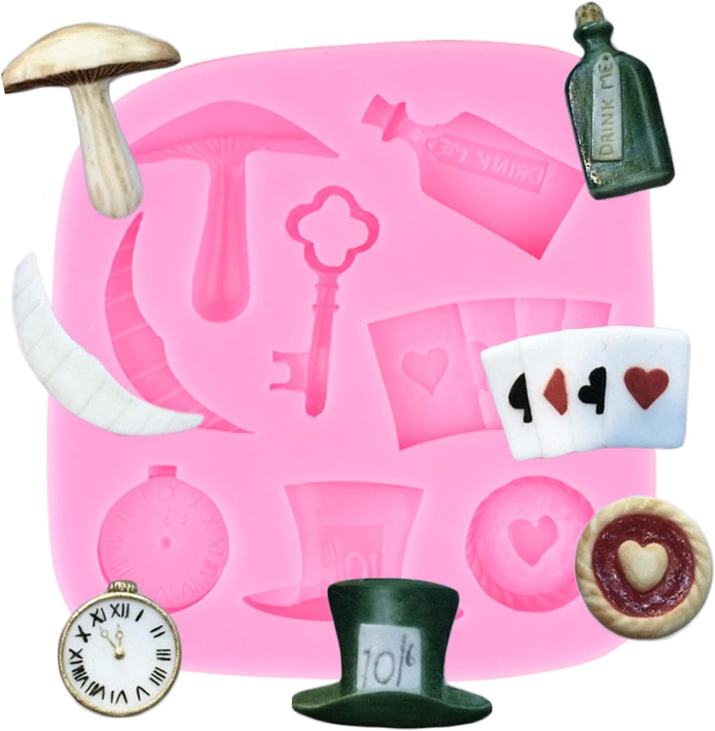 Poker Silicone Molds Alice Wonderland Hat Fondant Mold For Cake Decorating Cupcake Topper Candy Chocolate Gum Paste Polymer Clay