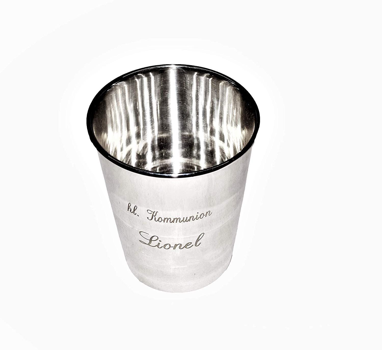 Vaso de diseño bañado en plata, con grabado personalizado, taza gourmet (altura: 11,5 cm (grabado hasta 20 caracteres)