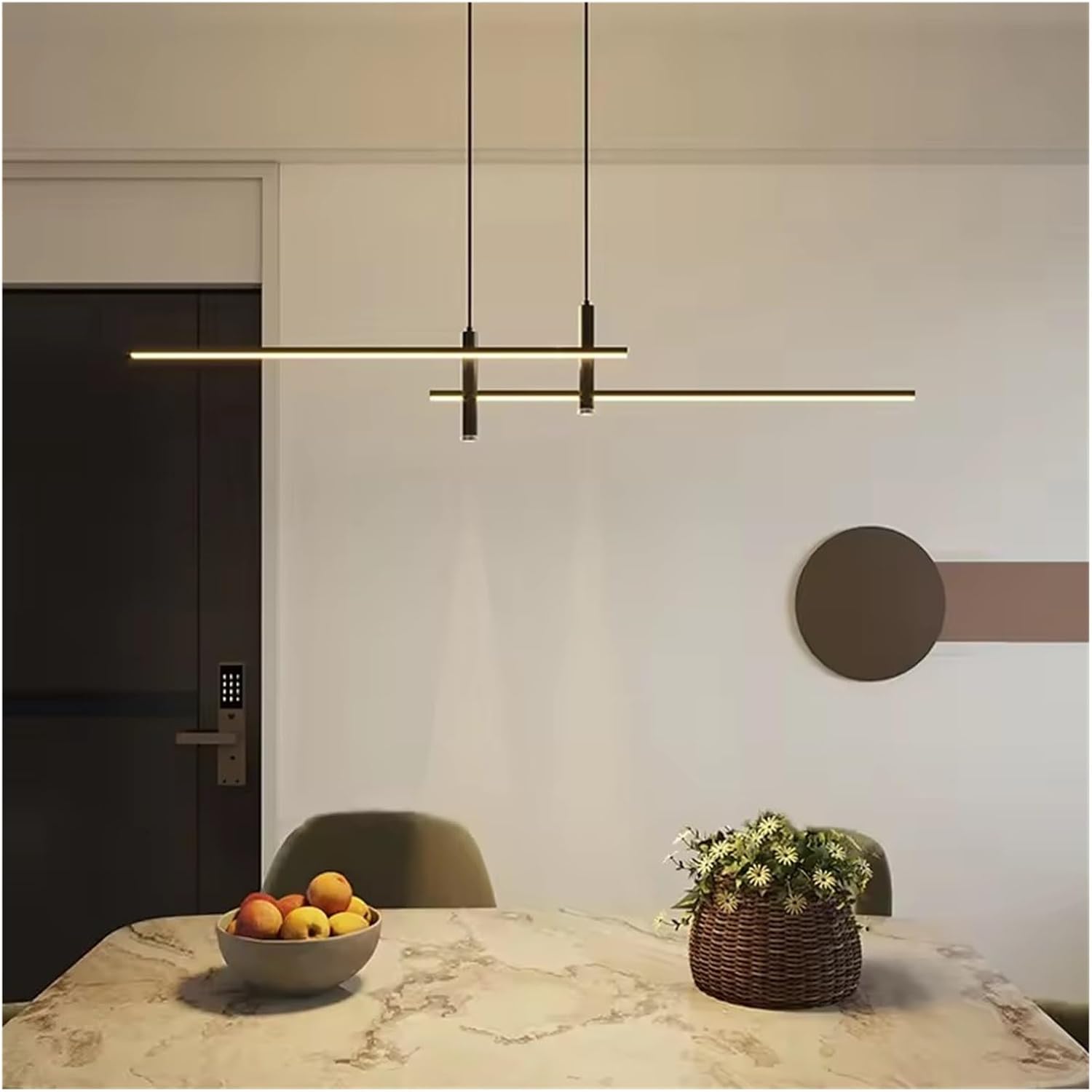 Nordic Led Pendant Lamp for Dining Table Black Gold Hanging Lamp Light Fixture for Kitchen Chandelier Modern Minimalist Lines,luminaire