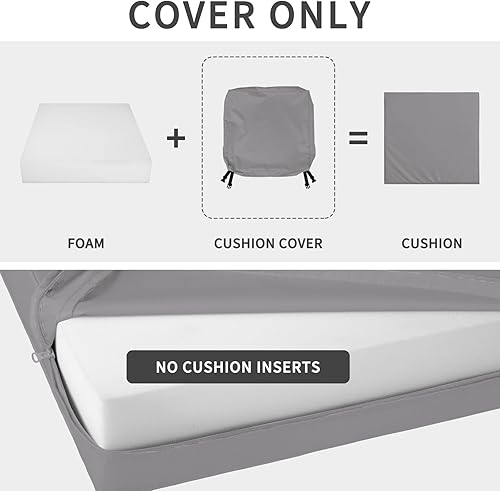 Miniatura 7 de Easy-Going Paquete de 4 fundas de cojín impermeables de repuesto para patio y exteriores, 24 x 24 x 4 pulgadas, antideslizantes, con cremallera y
