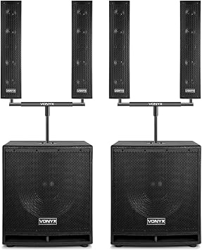 Vonyx VX880BT Column Array Speaker System 1000W Bluetooth PA Set - Dual Speaker Poles, Heavy-Duty Mounting Stands & Microphone with Cable Included