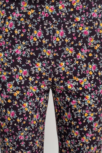 Counterparts Mid Banded Waist Multi Print Ankle Pull On Stretch Rayon Pant Fleur/XL4