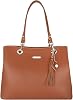 David Jones - Women's Shoulder Bag Soft PU Leather - Women's Large Tote Shopper Bag Long Handle - Handbag Handbag Tote Bag Elegant Work City Everyday Shopping Travel Fashion - Cognac Brown