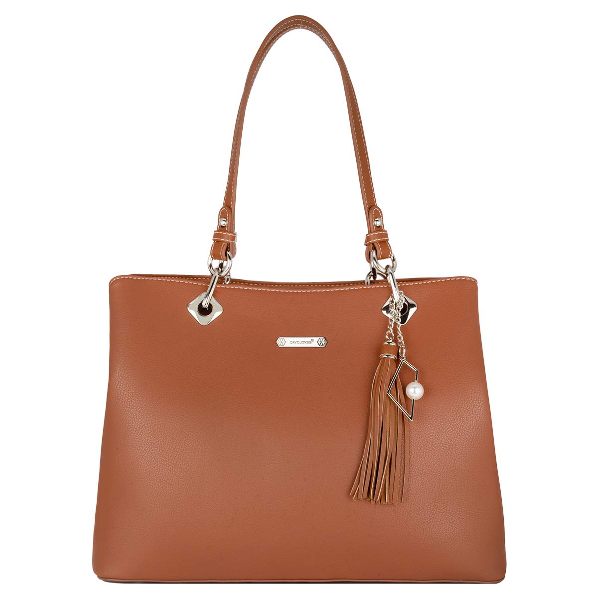 David JonesWomen's Shoulder Bag - Large Capacity Soft PU Leather Tote Bag - Tote Shopper Bag Large Shopping Bag with Long Handles - Multiple Compartments Pockets