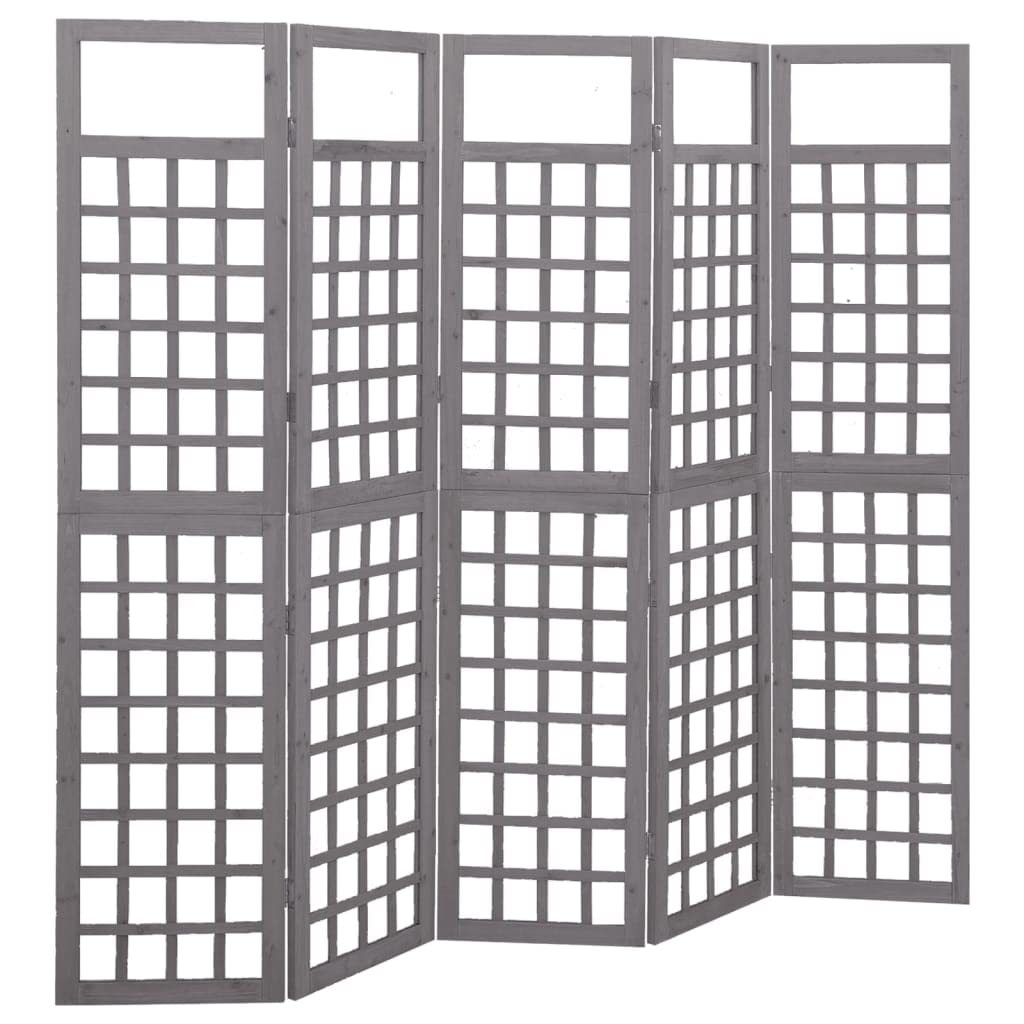 Vidaxl 5-Panel Room Divider/trellis Solid Fir Wood Grey 201.5X180 Cm from B&Q