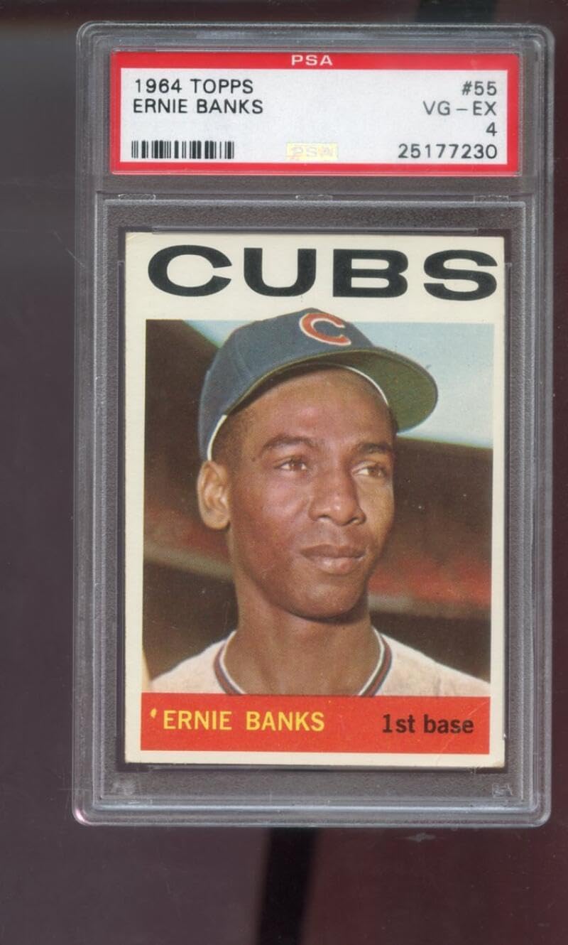 1964 Topps #55 Ernie Banks Chicago Cubs PSA 4 Graded Baseball Card MLB